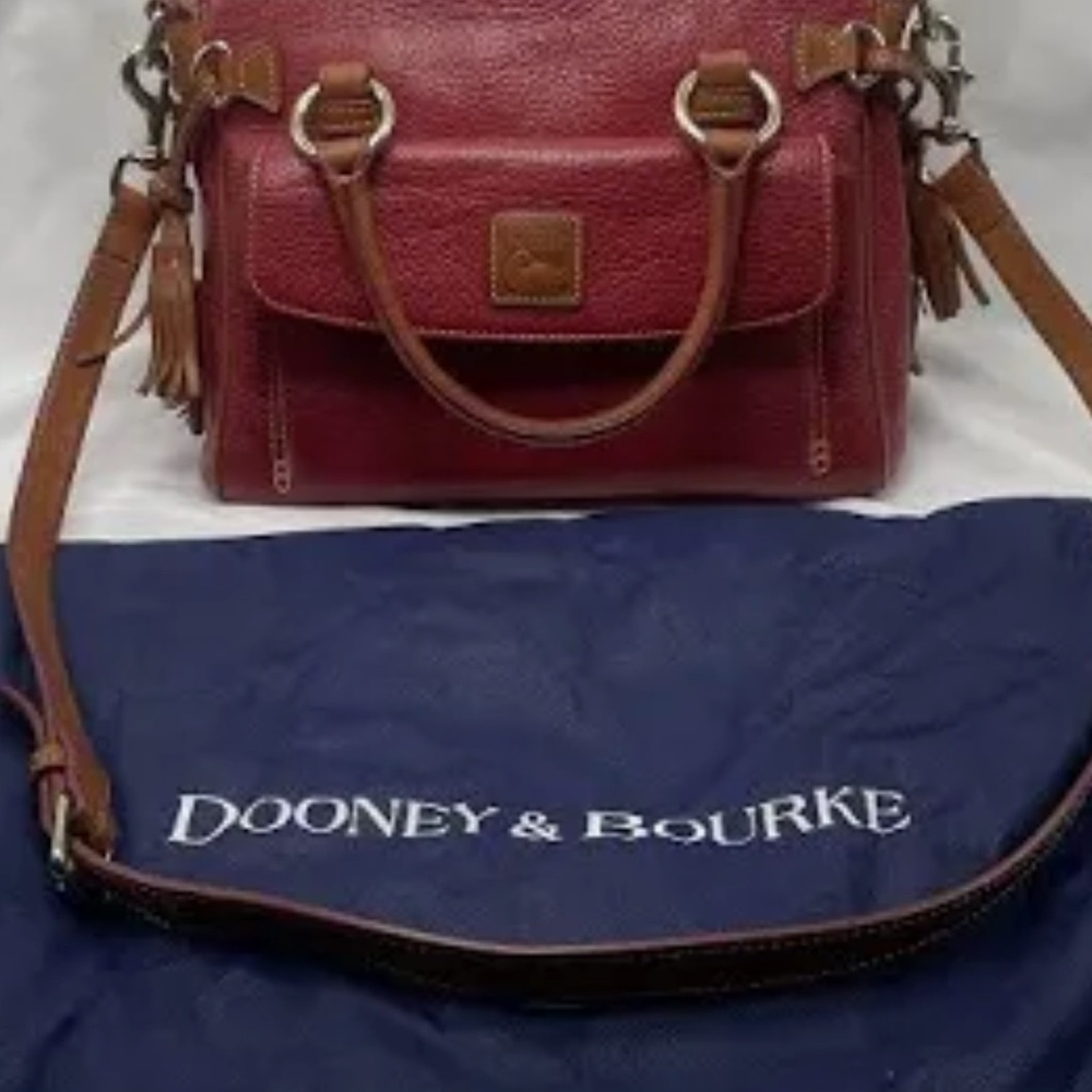 Dooney & Bourke Red and Brown Satchel with dust bag.